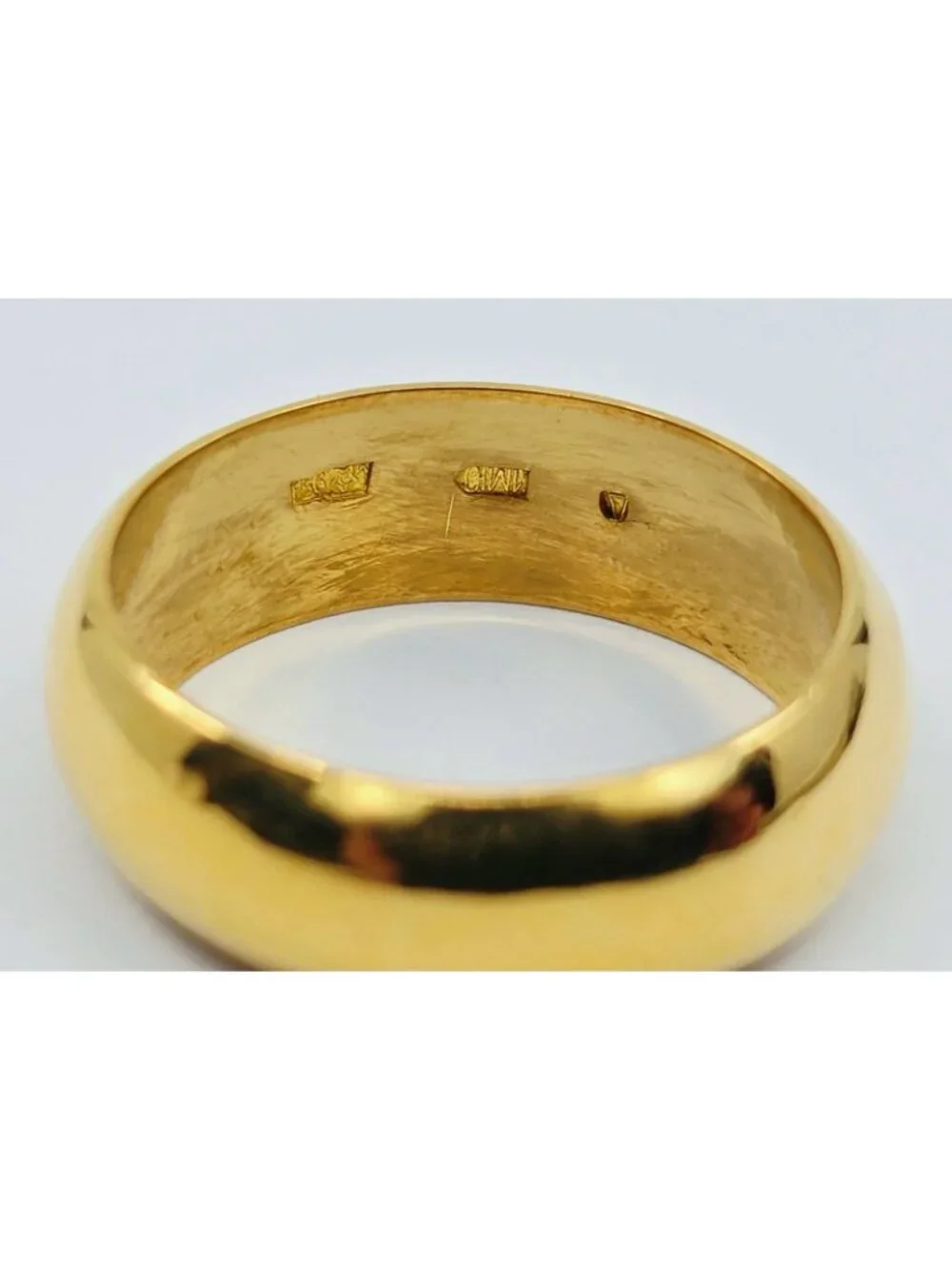 Unique 23K Karat Solid Yellow Gold Designer Polished Wedding Band Ring - Size 6
